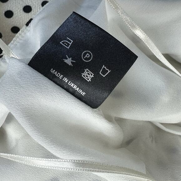 Marianna Senchina One Shoulder Polka Dot Dress XS White Pink Bow Asymmetrical - Picture 8 of 8